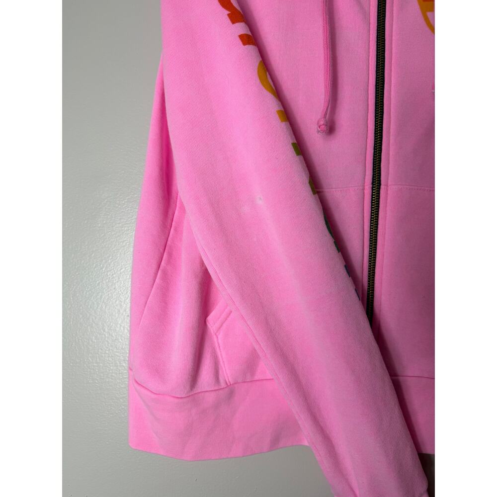 AVIATOR NATION Hoodie M Pink Pullover Venice Sweatshirt Zip Rainbow Sleeve NEW - Picture 12 of 12